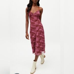 Urban Outfitters Pink Script Midi Slip Dress